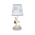 White Gray Peanuts Snoopy & Woodstock Resin Nursery Table Lamp - Full View with Cloud Shade | Bambi Baby