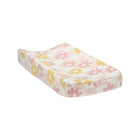 Pink White Luxury Fleece Changing Pad Cover, Daisy Floral Print - Front View | Bambi Baby