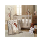 Taupe Woodland Fox 3-Piece Baby Crib Bedding Set - Full Nursery Room Scene | Bambi Baby