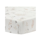 White Cotton Woodland Fox Fitted Crib Sheet - Angled Corner Detail View | Bambi Baby