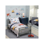 Gray Navy Construction Zone Toddler Bedding Set - Full Room Styled Scene | Bambi Baby