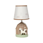 White & Brown Resin Farmyard Friends Nursery Lamp with Decorative Shade - Full View | Bambi Baby