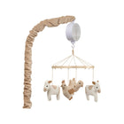 Cream & Tan Velour Farmyard Friends Musical Baby Crib Mobile with Wood Ring & Taupe Arm - Front View | Bambi Baby
