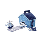 Blue Plush Hangar Playset with Star Print, Runway Mat, Helicopter & Two Airplane Toys - Full Set View | Bambi Baby