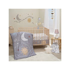 Grey Little Star Celestial Crib Bedding Set - Full Nursery Lifestyle Scene with Quilt and Crib | Bambi Baby