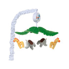 White & Green Musical Baby Mobile with Grey Elephant & Yellow Giraffe Plush Figures - Side View | Bambi Baby