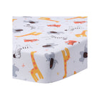 White Microfiber Jungle Animal Print Fitted Crib Sheet - Corner View | Bambi Baby