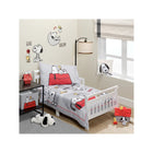 Gray Red Snoopy Love 4-Piece Toddler Bedding Set styled in full Peanuts bedroom - Room Scene | Bambi Baby
