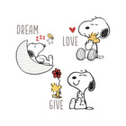 Snoopy Love Wall Decals Individual Sticker Artwork - Dream, Love & Give Scenes Close-Up | Bambi Baby