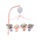 Pink & Lavender Velour Elephant & Bunny Ballerina Musical Crib Mobile - Side Angle | Bambi Baby