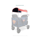 Red Superman Canopy on WonderFold Stroller Wagon - 3/4 Rear View | Bambi Baby