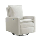 Boucle White Oxford Baby Uptown Power Recliner Nursery Glider - Side Angle View | Bambi Baby