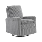 Ash Gray Corduroy Oxford Baby Uptown Power Glider Recliner - Three Quarter View | Bambi Baby