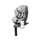 Glacier Ice babyark Convertible Car Seat on Charcoal Grey Base with Mobile App - Three Quarter View | Bambi Baby