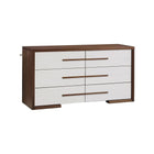 Walnut & Linen Solid Wood Nursery Double Dresser - 3/4 Angle | Bambi Baby