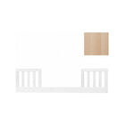 White Beech Wood Sorelle Luna Toddler Rail with Natural Wood Grain Swatch - Front View | Bambi Baby