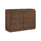 Teak Brown Delta Children Forever 6 Drawer Dresser with Changing Top - 3/4 Angle View | Bambi Baby