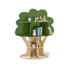 Green and Natural Wood Delta Children Tree Bookcase Styled with Toys and Books - 3/4 View | Bambi Baby