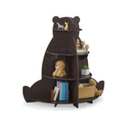 Dark Brown Wood Delta Children Bear Bookcase Styled with Books and Toys - Angle View | Bambi Baby