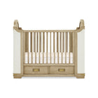 Whitewash Ash Pine Bellini Paris Convertible Crib with Storage Drawers & Lace Upholstery - Front | Bambi Baby