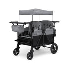 Grey Shadow Jeep Wrangler Deluxe 4 Seater Stroller Wagon with Grey Canopy - Angled Side View | Bambi Baby