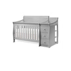 Weathered Gray Sorelle Princeton Elite Panel Convertible Crib & Changer - Side Angle on White Background | Bambi Baby