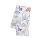 White Fleece Watercolor Dinosaur Baby Blanket - Angled Unfolded View Showing Sherpa Reverse | Bambi Baby