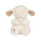 Cream Minky Plush Lamb Toy Mary Cross Embroidery Detail - Front View | Bambi Baby