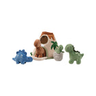 Lambs & Ivy Dino-Might Beige Plush Volcano Dinosaur Playset with Blue & Green Dino Figures - Side View | Bambi Baby