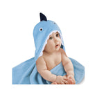 Blue Terrycloth Shark Hooded Towel on Baby - Close-Up Hood Detail | Bambi Baby