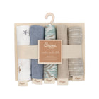 Crane Baby Cove Sea Life 5-pc Cotton Muslin Baby Washcloth Set - Packaged Side View | Bambi Baby