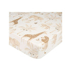 Beige Safari Animal Cotton Fitted Crib Sheet - Corner Detail | Bambi Baby