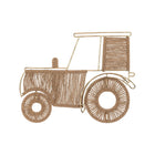 Beige Jute Tractor Nursery Wall Decor on Gold Brass Frame - Side Profile | Bambi Baby
