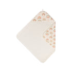 Cream Muslin Baby Hooded Towel Rainbow Print - Open Flat Lay | Bambi Baby