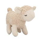Beige Knit & Linen Lamb Plush Toy with Embroidered Eyes - Side Profile | Bambi Baby