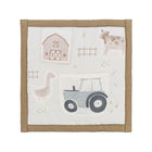 Beige Padded Farmhouse Baby Play Mat with Barn, Cow & Goose Print - Top View | Bambi Baby