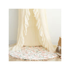 Beige Muslin Crane Baby Parker Ruffle Nursery Canopy - Base Ruffle Detail Over Floral Play Mat | Bambi Baby
