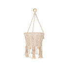 Beige Knotted Macrame Farmhouse Mobile with Wooden Ring and Tassels - Side View | Bambi Baby