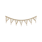 Beige Fabric Pennant Garland with Goose Prints and Pink Tassels - Hanging View | Bambi Baby
