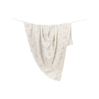 Cream Organic Muslin Swaddle Bunny Print - Full Drape View | Bambi Baby