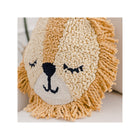 Golden Tufted Lion Nursery Pillow - Angled Front View | Bambi Baby