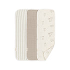 Neutral Organic Cotton Bunny Burp Cloths 3-Piece Set - Fanned Overhead View | Bambi Baby