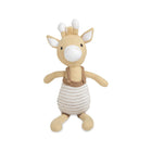 Crane Baby Jojo Giraffe Soft Plush Toy, Neutral Striped Overalls - Angled View | Bambi Baby