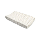 Taupe Organic Cotton Check Changing Pad Cover - Perspective View | Bambi Baby