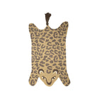Tan Wool Leopard Shaped Nursery Rug with Face Detail and Tassel - Top-Down View | Bambi Baby