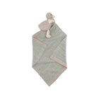 Sage Green Knit Baby Security Blanket with Goose Plush - Top-Down Flat Lay | Bambi Baby