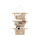 Beige Crochet 3-Tier Hanging Wall Storage with Stuffed Animals - Styled View | Bambi Baby