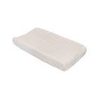 Neutral Dot Muslin Quilted Change Pad Cover - Three-Quarter View | Bambi Baby