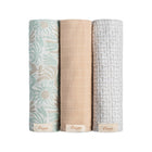 Sage & Sand Muslin Crane Baby Cove Swaddle Blanket Set - Angled 3-Pack View | Bambi Baby