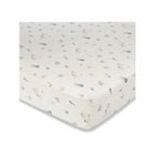 Cream Muslin Cotton Sea Life Print Fitted Crib Sheet - Corner View | Bambi Baby